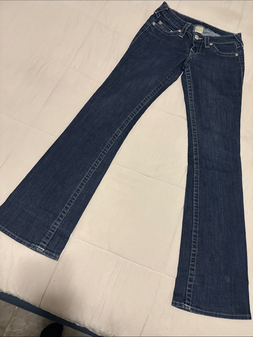 True Religion Women's Dark Indigo Wide Leg Jeans